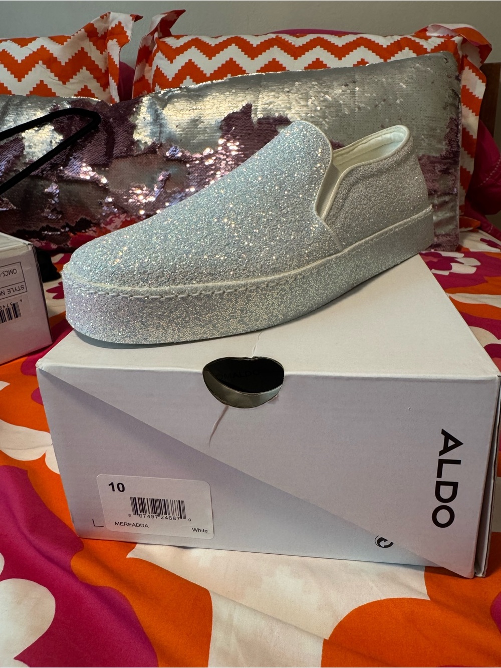 ALDO  Glitter Slip-On Shoe in Sparkling White